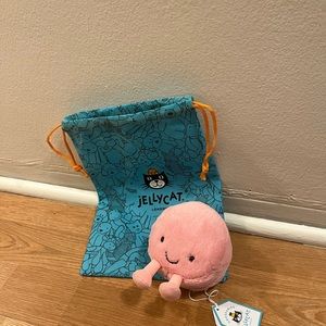 Jellycat Pink Plush Toy with Blue Drawstring Bag